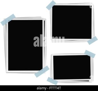 Photo frames composition with tape on white background. Vector design template Stock Vector