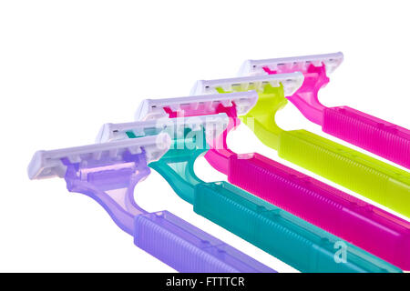 set of color shaving razor isolated on white Stock Photo