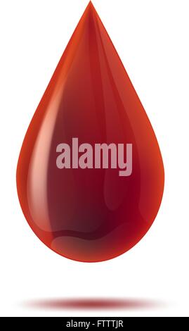 Red blood drop on white. vector illustration. Stock Vector