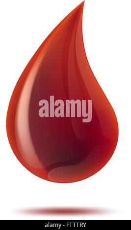 Red blood drop symbol on white, vector illustration. Stock Vector