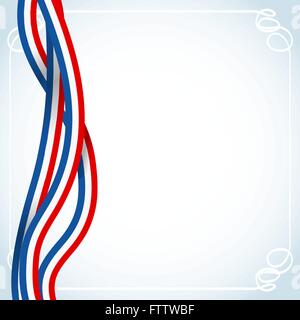 French ribbons flag abstract background with white frame. vector illustration Stock Vector