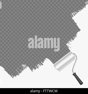 roller brush painting white over transparent background. vector illustration Stock Vector