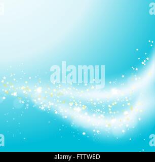 flowing stars abstract background. aqua blue background with glittering particles flowing in waves. vector illustration Stock Vector