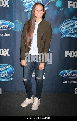 American Idol Farewell Season Finalist Party at the London Hotel - Arrivals  Featuring: Avalon Young Where: Los Angeles, California, United States When: 26 Feb 2016 Stock Photo