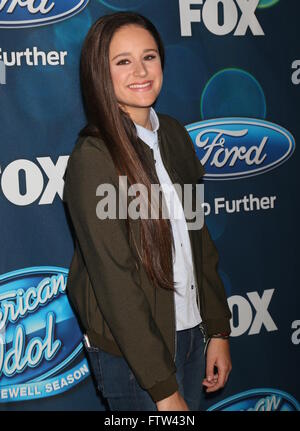 American Idol Farewell Season Finalist Party at the London Hotel - Arrivals  Featuring: Avalon Young Where: Los Angeles, California, United States When: 26 Feb 2016 Stock Photo