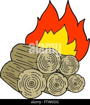 freehand drawn cartoon burning logs Stock Vector