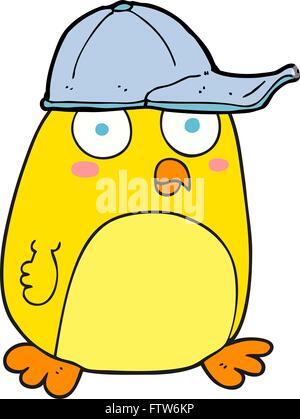 freehand retro cartoon bird in cap Stock Vector Image & Art - Alamy