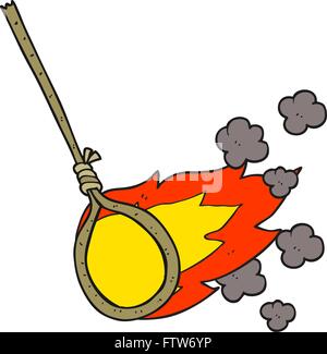 freehand drawn cartoon flaming noose Stock Vector