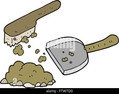 freehand drawn cartoon dust pan and brush Stock Vector