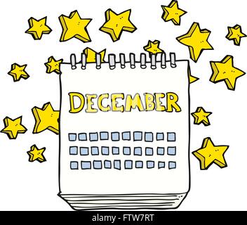 freehand drawn cartoon calendar showing month of December Stock Vector