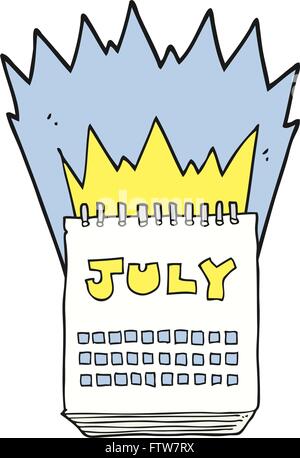 freehand drawn cartoon calendar showing month of July Stock Vector