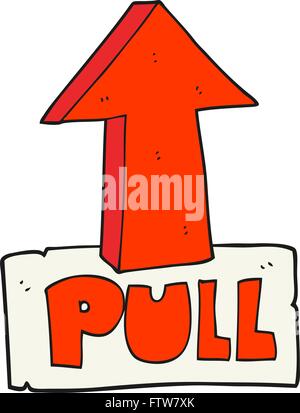 freehand drawn cartoon door pull sign Stock Vector