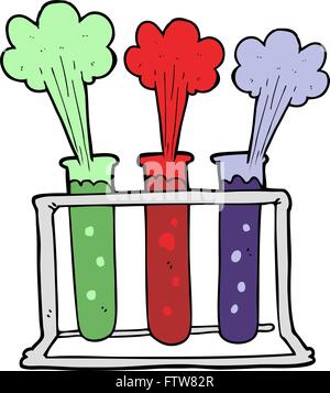 freehand drawn cartoon rack of test tubes exploding Stock Vector