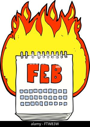 freehand drawn cartoon calendar showing month of february Stock Vector