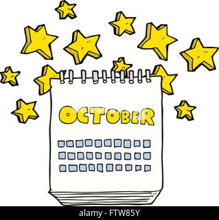freehand drawn cartoon calendar showing month of october Stock Vector
