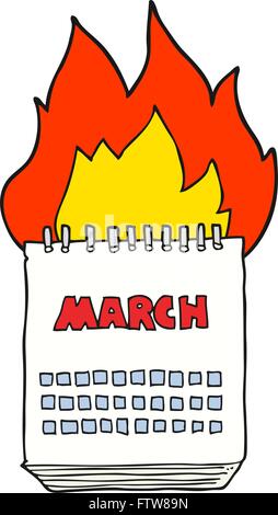 freehand drawn cartoon march calendar Stock Vector