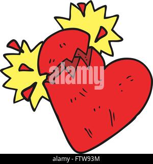 freehand drawn cartoon broken heart Stock Vector