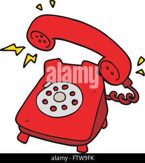 freehand drawn cartoon ringing telephone Stock Vector