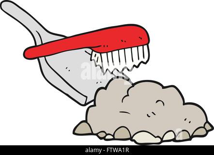 freehand drawn cartoon dust pan and brush sweeping up rubble Stock Vector