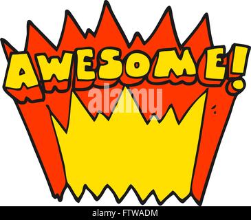freehand drawn cartoon awesome word Stock Vector