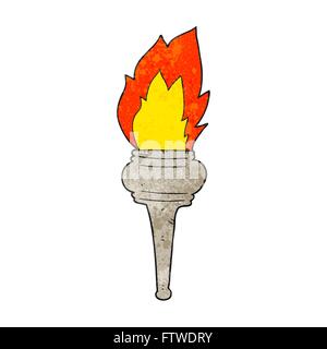 freehand textured cartoon flaming torch Stock Vector