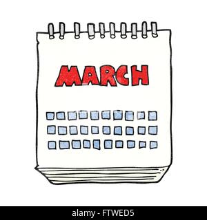 freehand textured cartoon march calendar Stock Vector