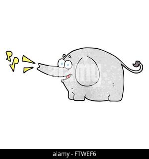 freehand textured cartoon trumpeting elephant Stock Vector