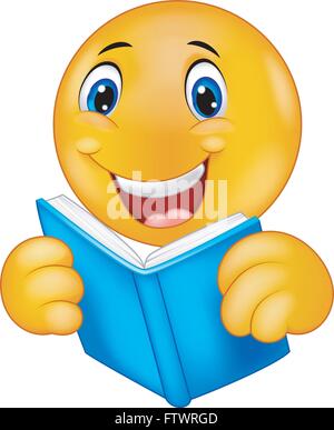 Mascot Illustration of a Happy Yellow Smiley Reading Passages from ...