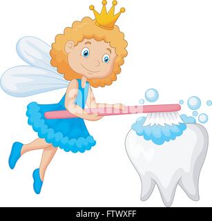 Tooth fairy brushing tooth Stock Vector