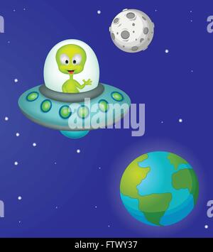 Funny cartoon alien Stock Vector