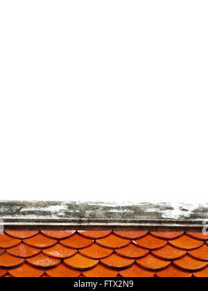 Ridge & red roof-tile on white background Stock Photo