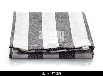 Stripped kitchen towel isolated on white background Stock Photo