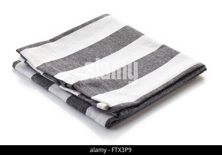 Stripped kitchen towel isolated on white background Stock Photo