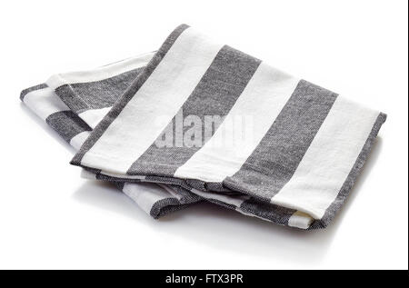Stripped kitchen towel isolated on white background Stock Photo