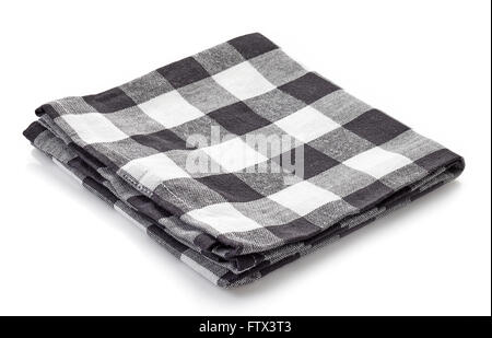 Checkered kitchen towel isolated on white background Stock Photo