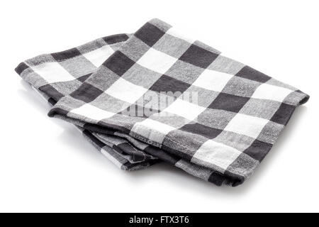 Checkered kitchen towel isolated on white background Stock Photo