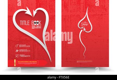 Arrows harmonious heart brochure template red background textured. Vector illustration. Use for business team harmonious Stock Vector