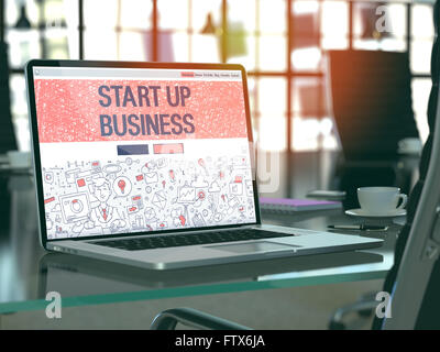 Start Up Business Concept on Laptop Screen. Stock Photo