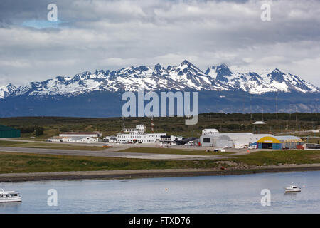 MALVINAS ARGENTINAS USHUAIA INTERNATIONAL AIRPORT,  USHUAIA, ARGENTINA - NOVEMBER 2015.  This small international airport was op Stock Photo