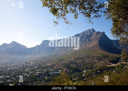 Table Mountain viewed from Lions Head early morning - Cape Town - South Africa Stock Photo