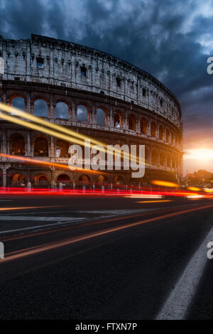 Colosseum at night, Rome, Lazio, Italy Stock Photo