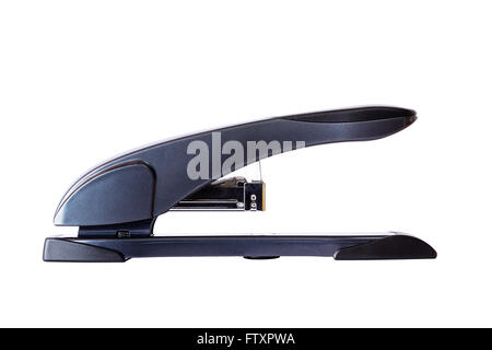 Large black stapler isolated on white background. Stock Photo