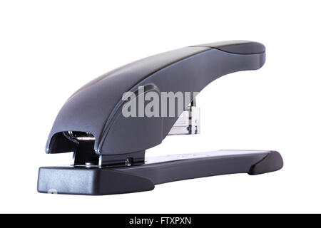 Large black stapler isolated on white background. Stock Photo