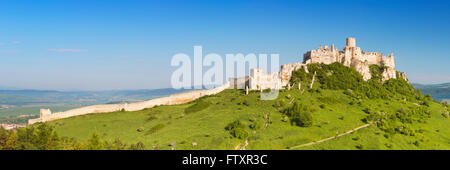The ruined Spiš Castle in Slovakia on a bright and sunny day. Stock Photo