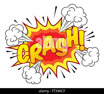 A cartoon comic book crash explosion sound effect illustration design element graphic Stock Photo