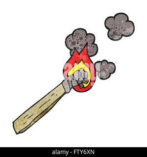 freehand textured cartoon burning wood torch Stock Vector