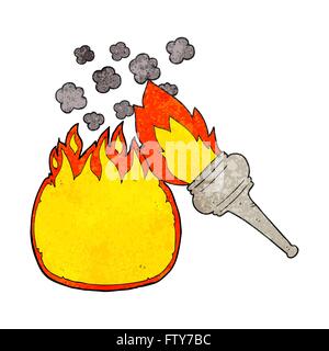 freehand textured cartoon flaming torch Stock Vector