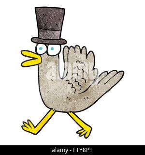 freehand textured cartoon duck in top hat Stock Vector