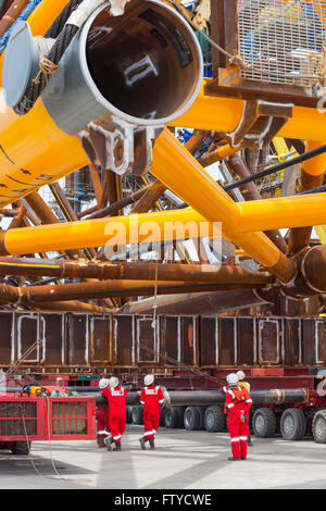 Oil rig jacket on trailer before moving to a barge Stock Photo - Alamy