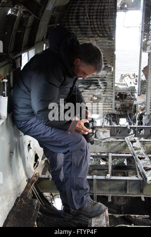 Famous DC-3 airplane crash in Iceland Stock Photo